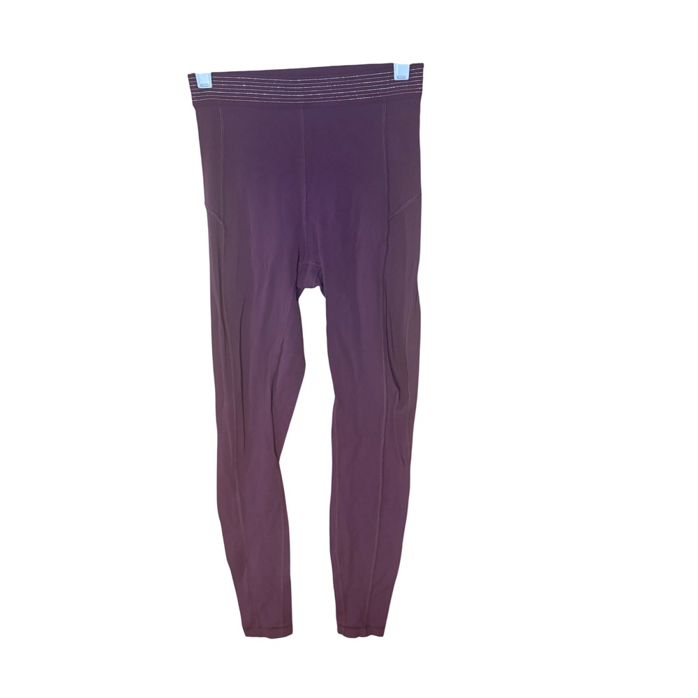 Lululemon Speed Up High Rise Tight Dark Red Burgundy Gold Stripe Size 4